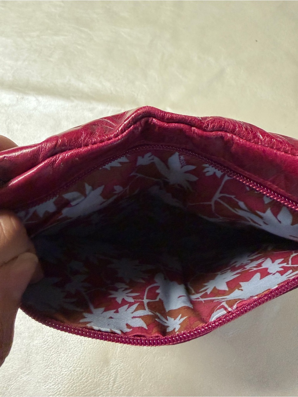 HOBO Embossed Floral Clasp Wallet - Burgundy - Picture 6 of 11